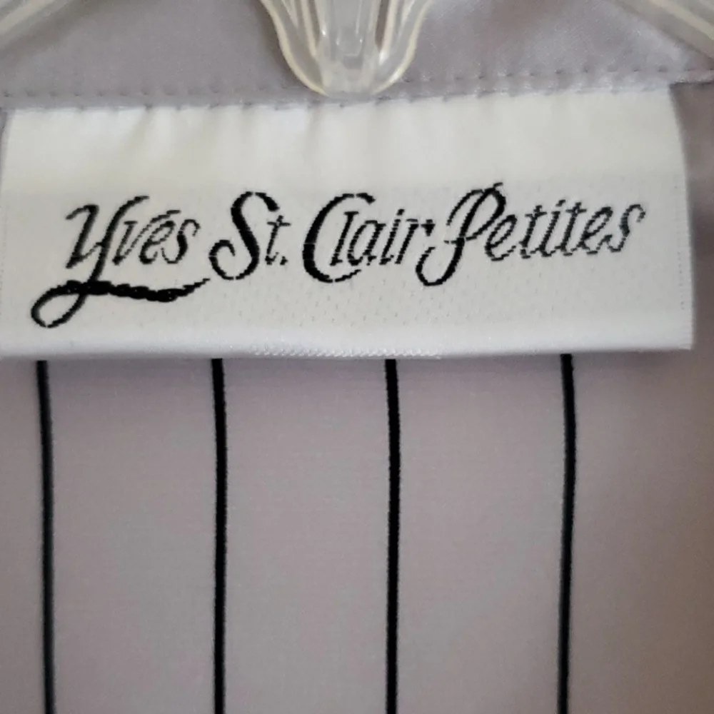 Yves St Claire Satin Silver Stripe Blouse 12P - Picture 7 of 11